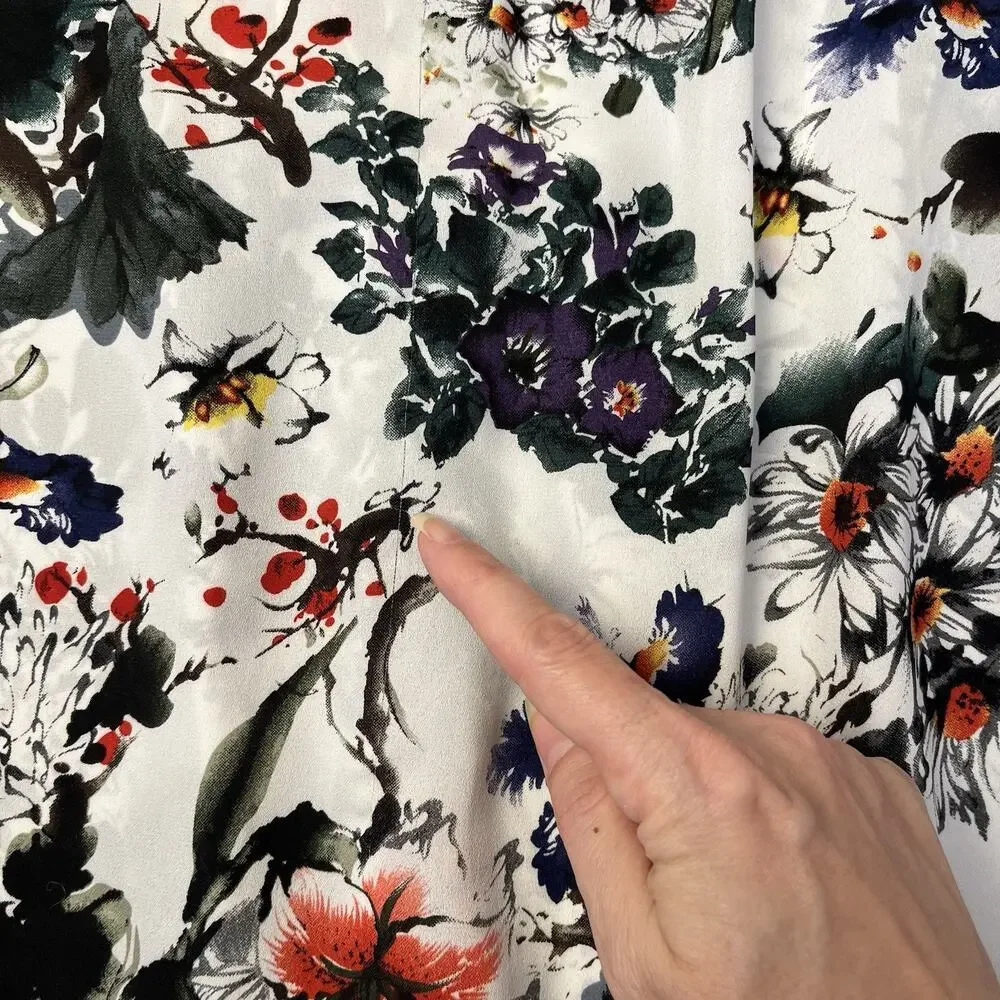Dalia Blouse Womens 1X Floral Multicolored 3/4 Sleeve Boho Artsy Abstract - Picture 12 of 13